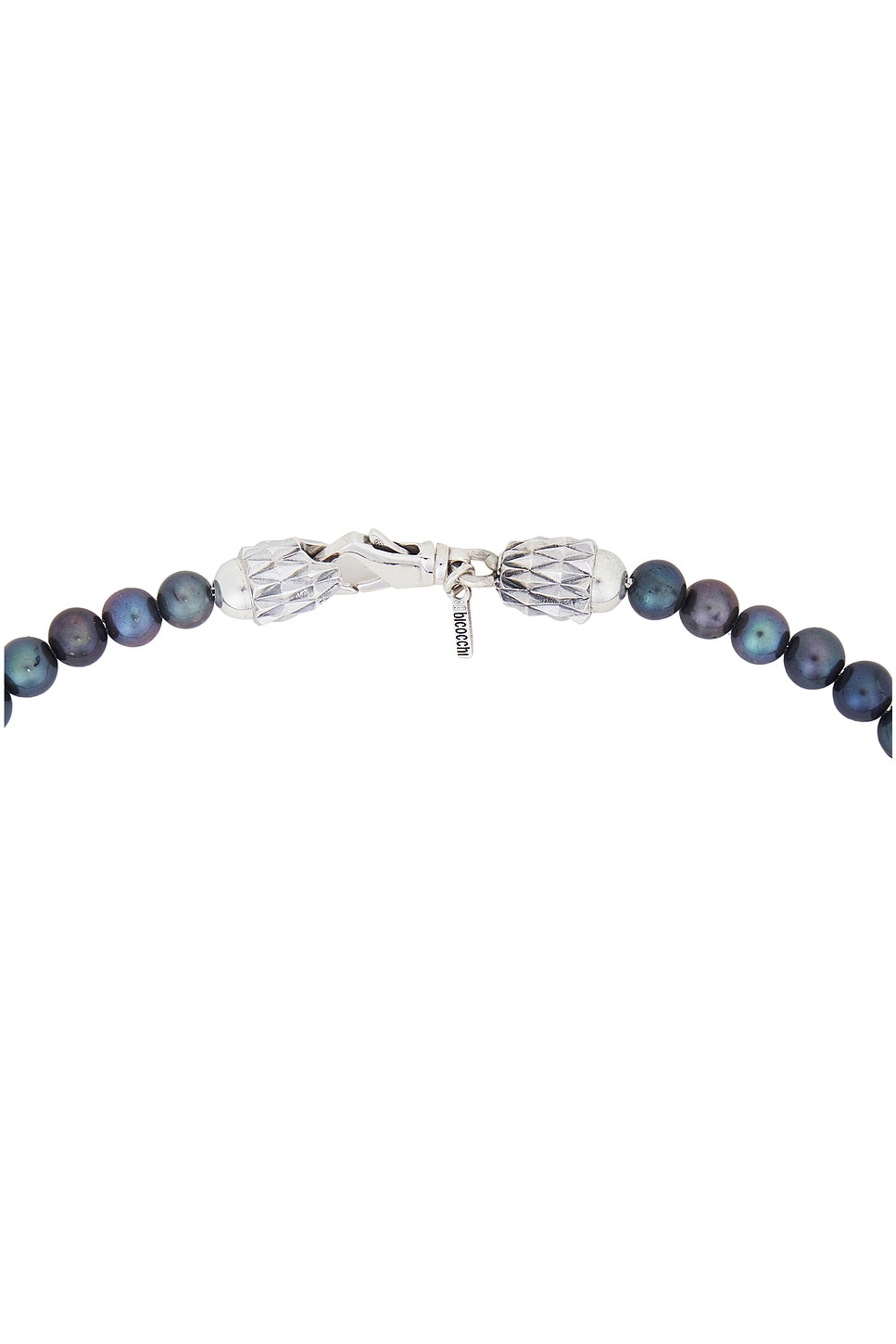 Image 1 of Emanuele Bicocchi Black Pearl Necklace With Cross in Black & Silver