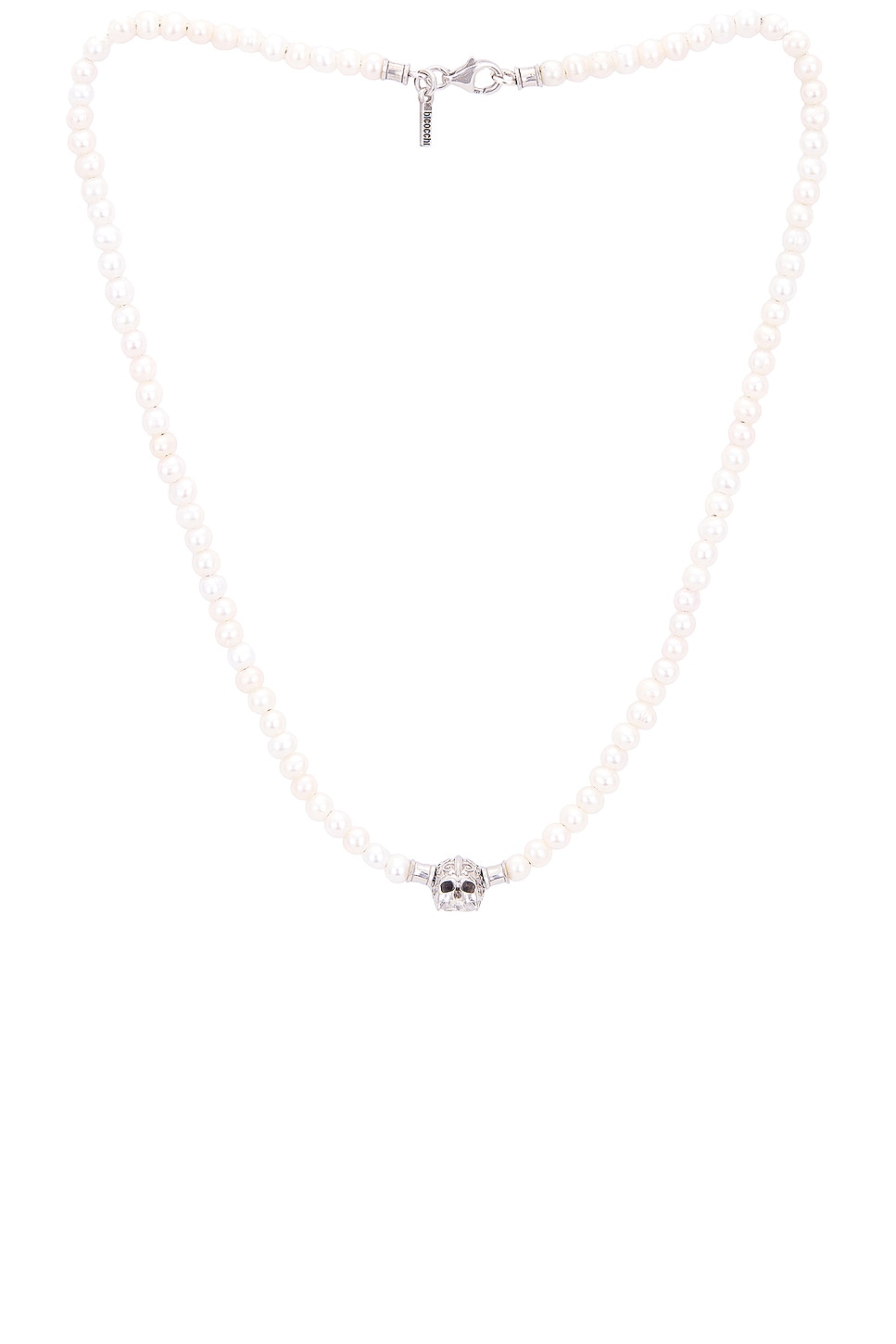 Image 1 of Emanuele Bicocchi Pearl Necklace With Skull in White