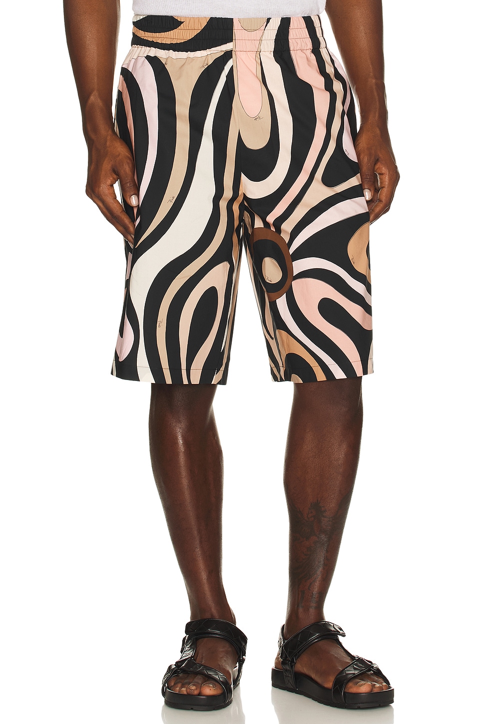 Image 1 of Emilio Pucci Cotton Popeline Shorts in Nero & Nude