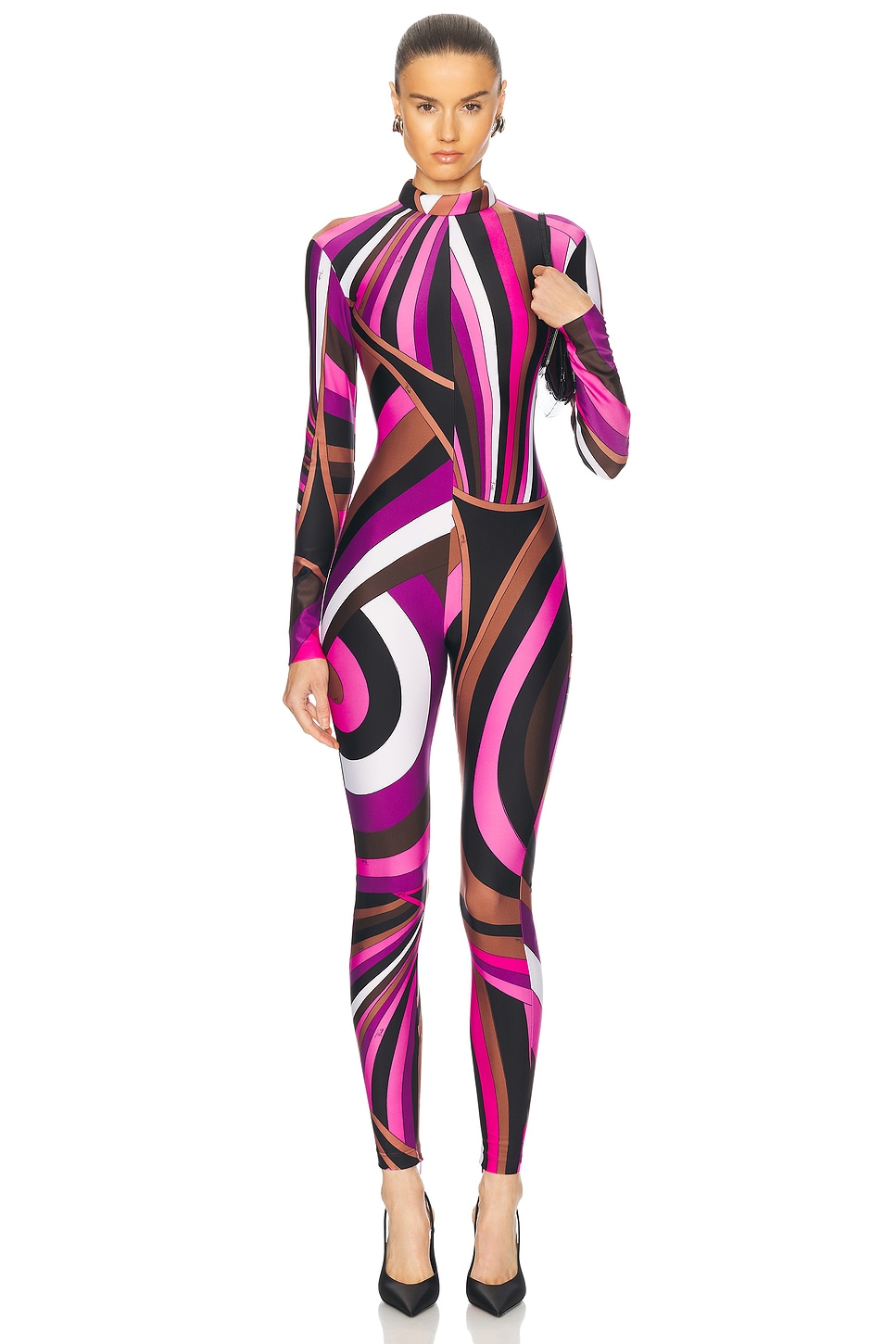 Long Sleeve Catsuit in Fuchsia