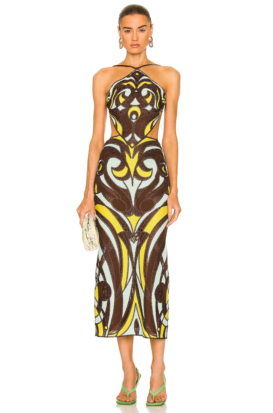 Image 1 of Emilio Pucci Totem Embroidery Dress in Acqua & Lime