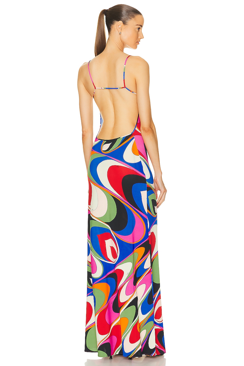 Image 1 of Emilio Pucci Jersey Satin Long Dress in BLU & FUXIA