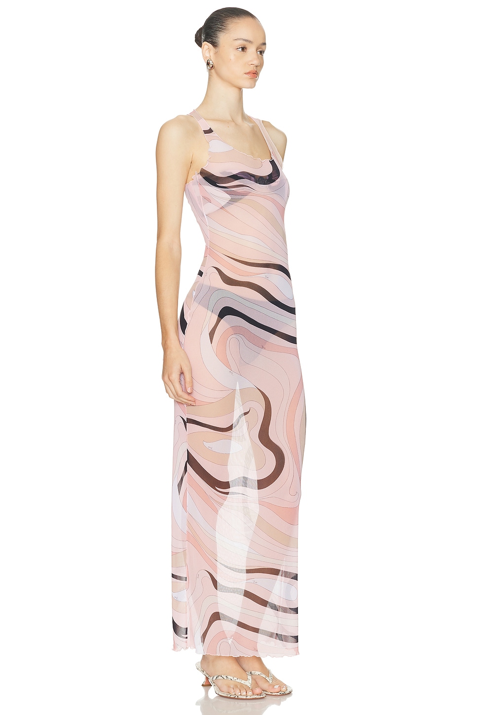 Pucci Abstract Pattern Tulle Long Dress In Multi