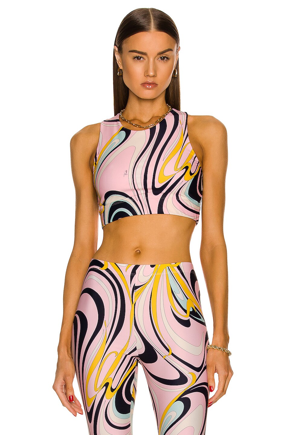 Image 1 of Emilio Pucci Lycra Onde Sports Bra in Navy & Rosa