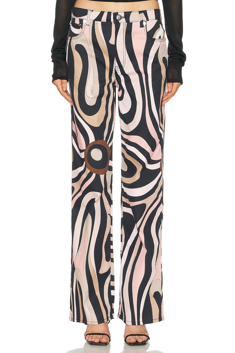 Image 1 of Emilio Pucci Wide Leg in Nero & Nude