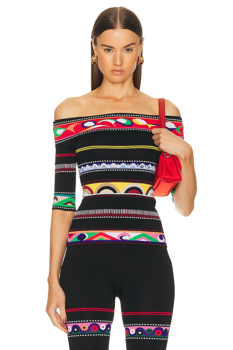 Image 1 of Emilio Pucci Off The Shoulder Sweater in Multicolor