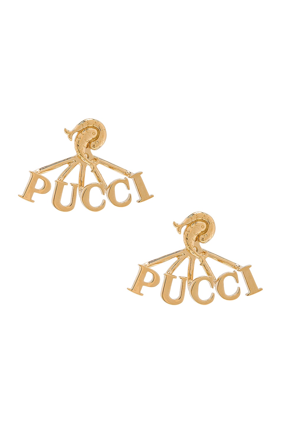 Image 1 of Emilio Pucci Logo Earrings in Oro