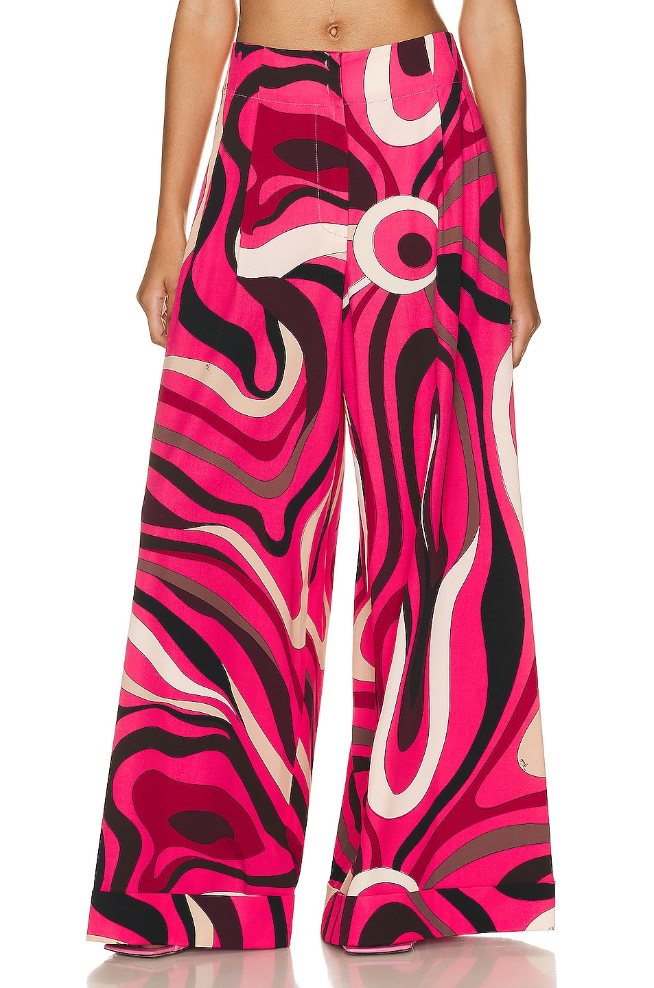 Image 1 of Emilio Pucci Wide Leg Trouser in Rosa/marrone