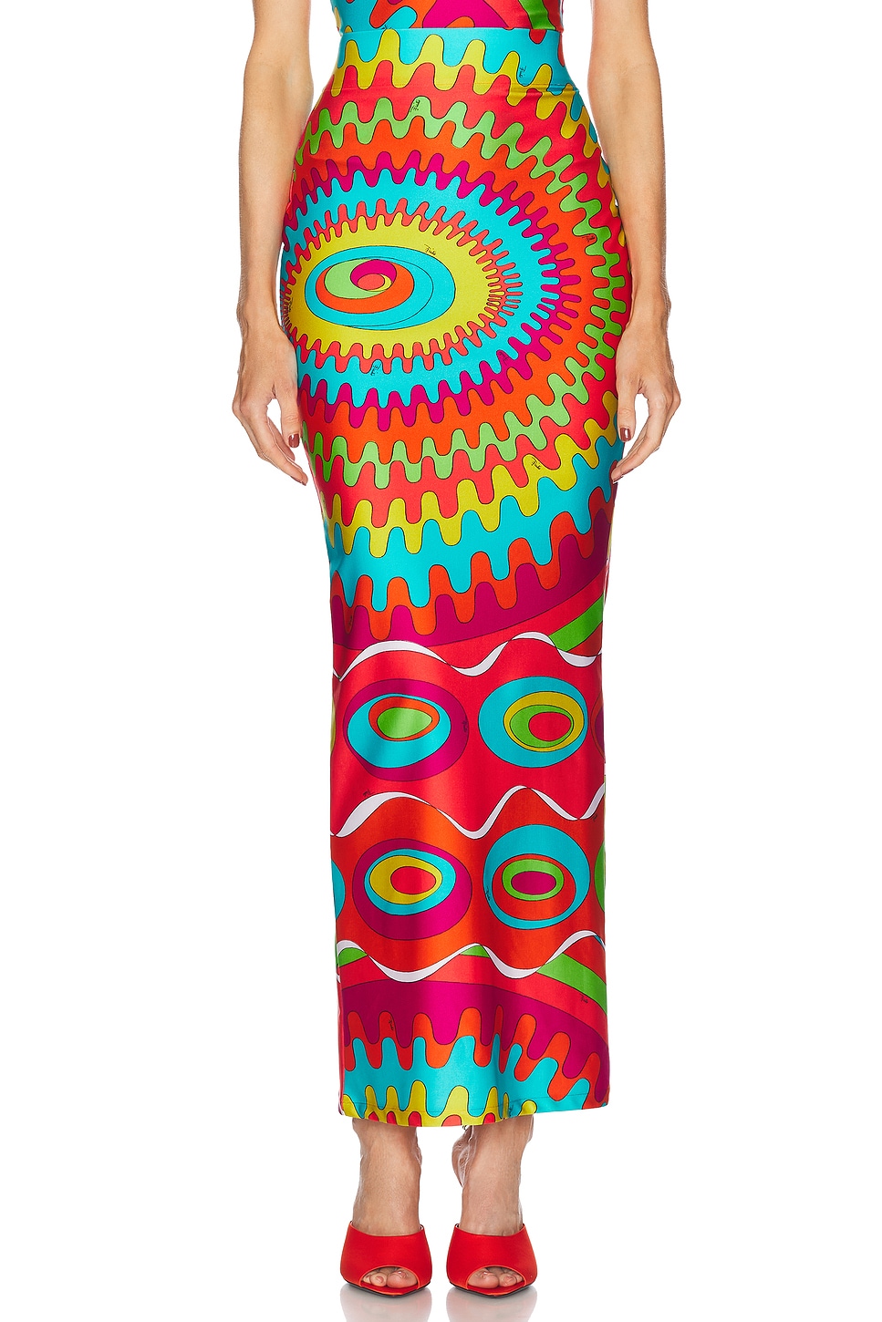 Shop Emilio Pucci Maxi Skirt In Fuxia & Arancio