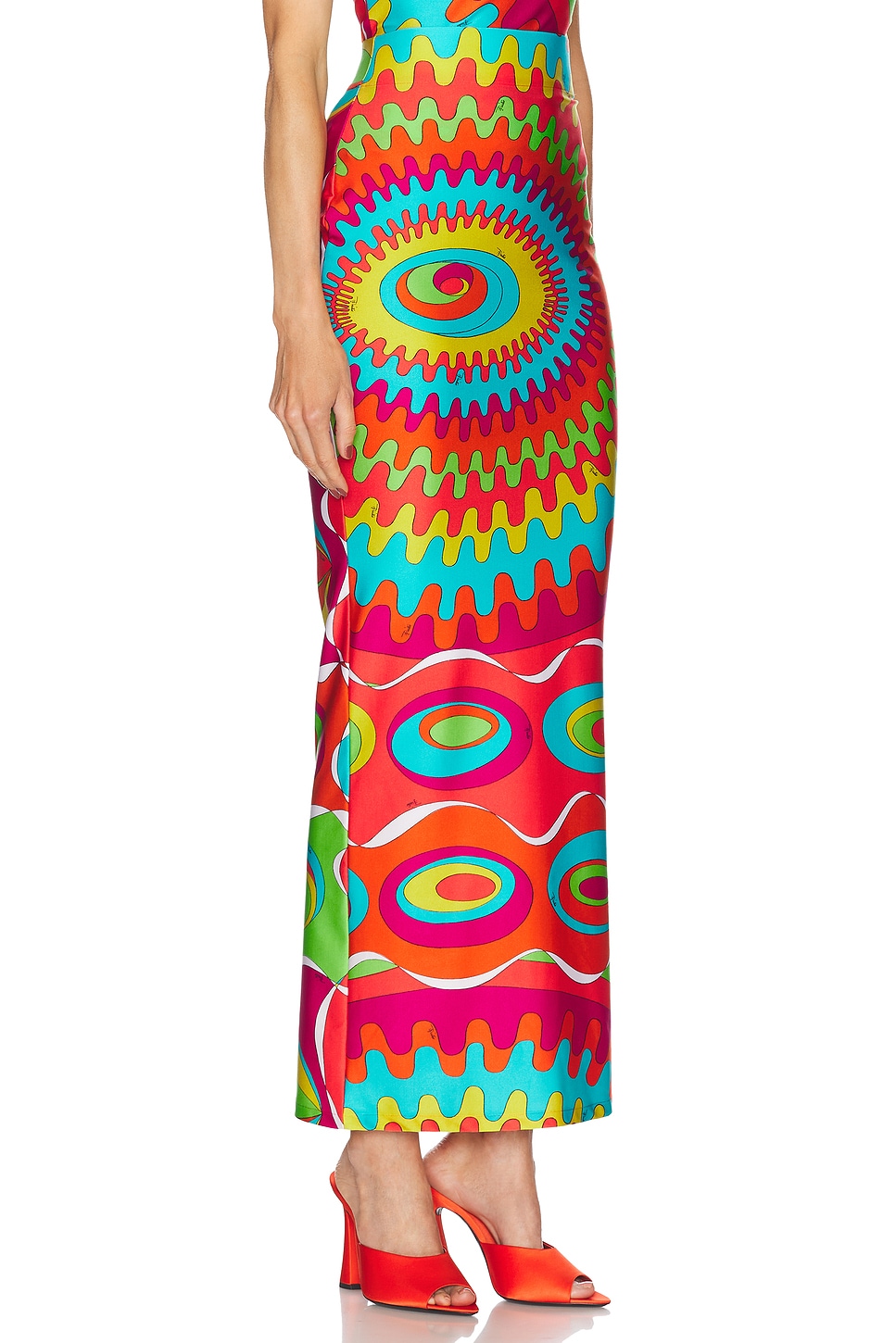 Shop Emilio Pucci Maxi Skirt In Fuxia & Arancio