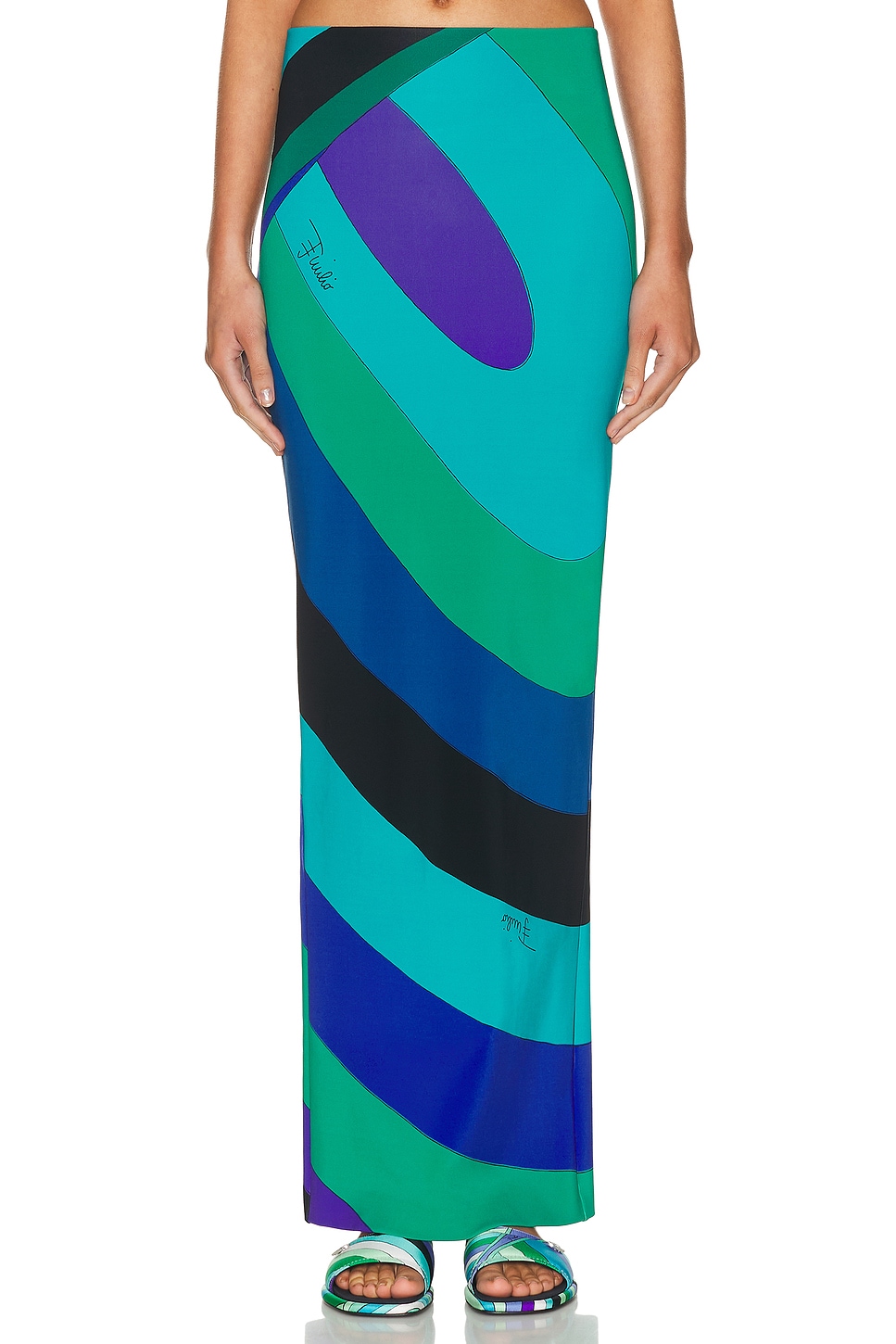 Image 1 of Emilio Pucci Maxi Skirt in Smeraldo