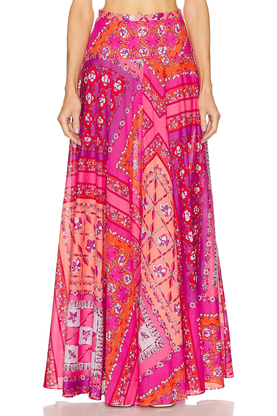 Image 1 of Emilio Pucci Maxi Skirt in Corallo & Fuxia