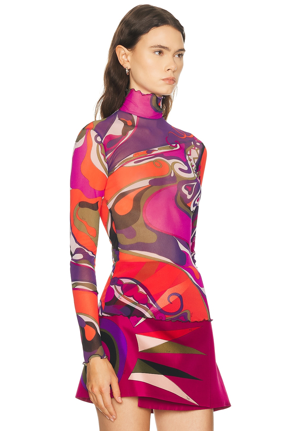 high neck long sleeve mini dress Darlina Long Sleeve Mini Dress - Burgundy