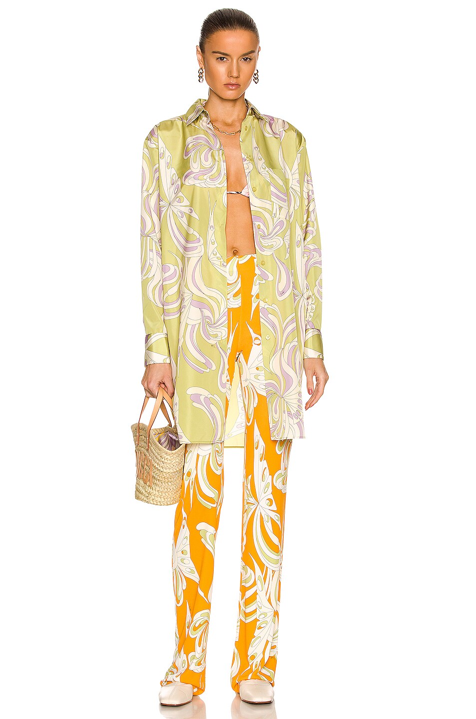 Image 1 of Emilio Pucci Farfalle Oversized Shirt in Verde