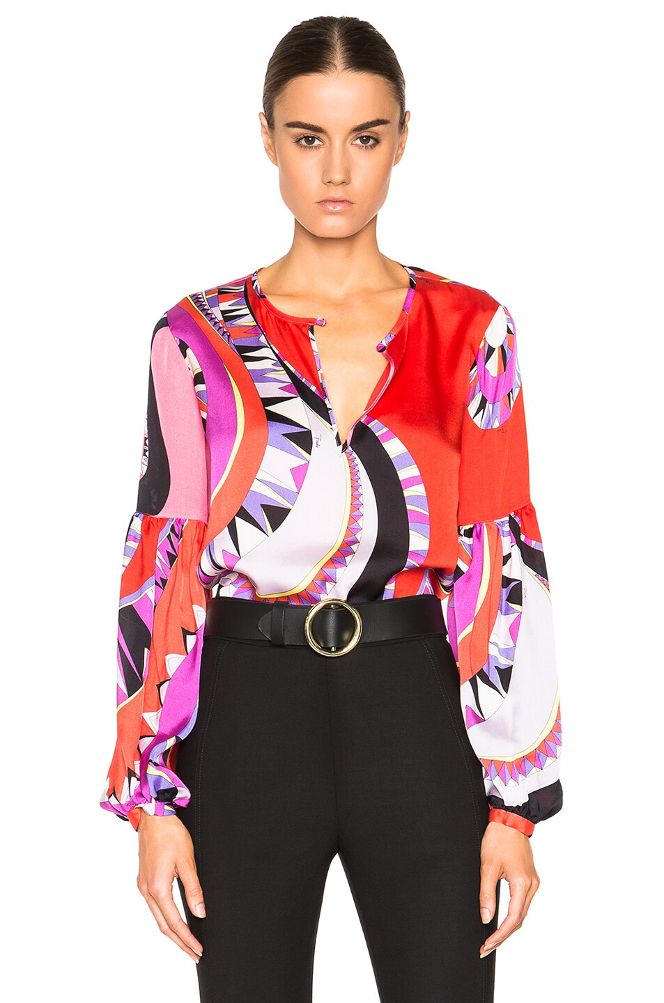 Image 1 of Emilio Pucci Printed Blouse in Red & Violet