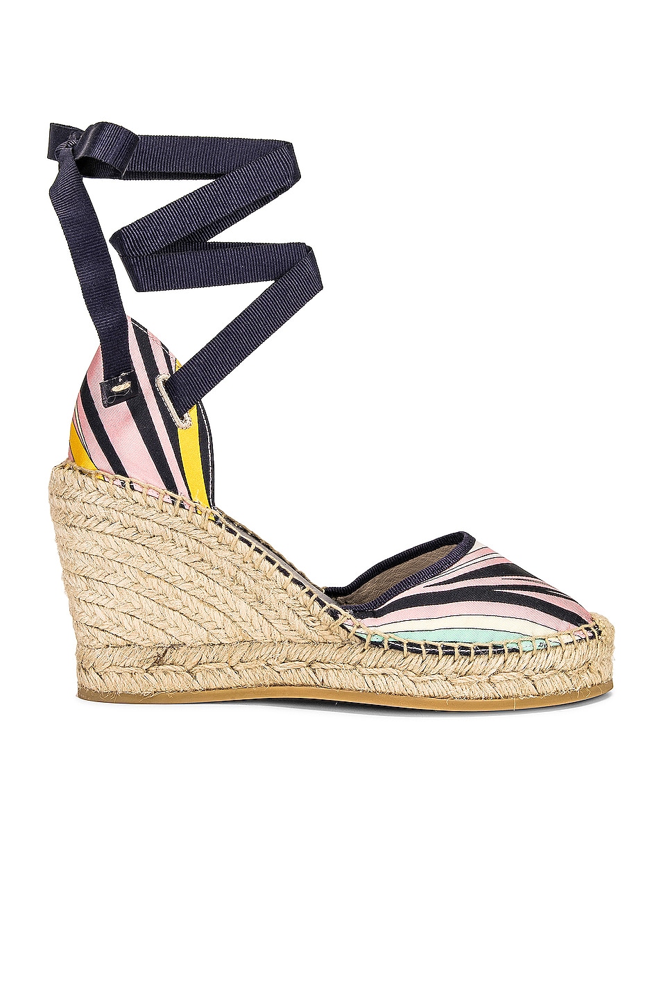 Image 1 of Emilio Pucci Onde Wedges in Navy & Rosa