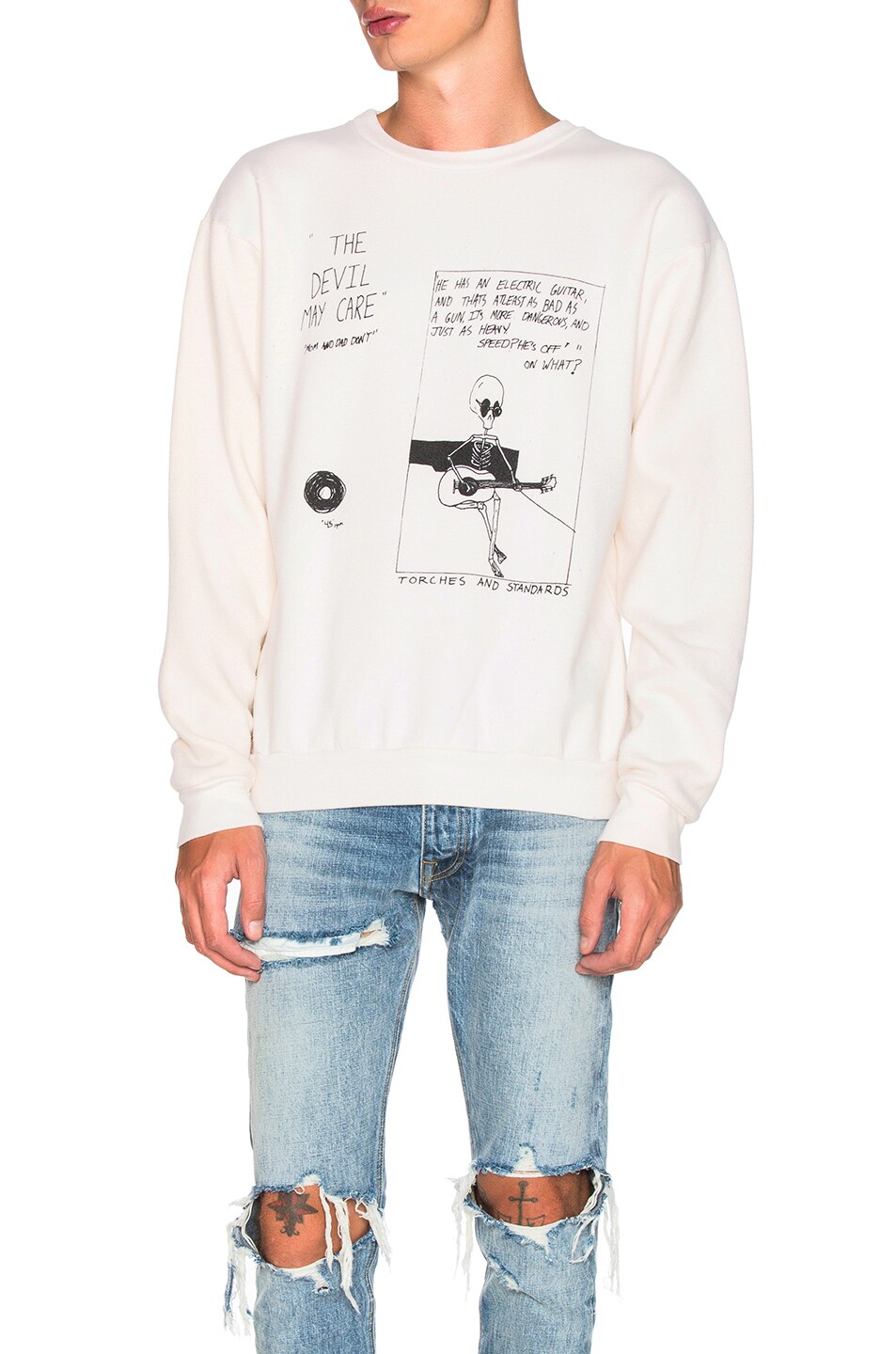 Image 1 of Enfants Riches Deprimes Devil May Care Sweatshirt in Cream