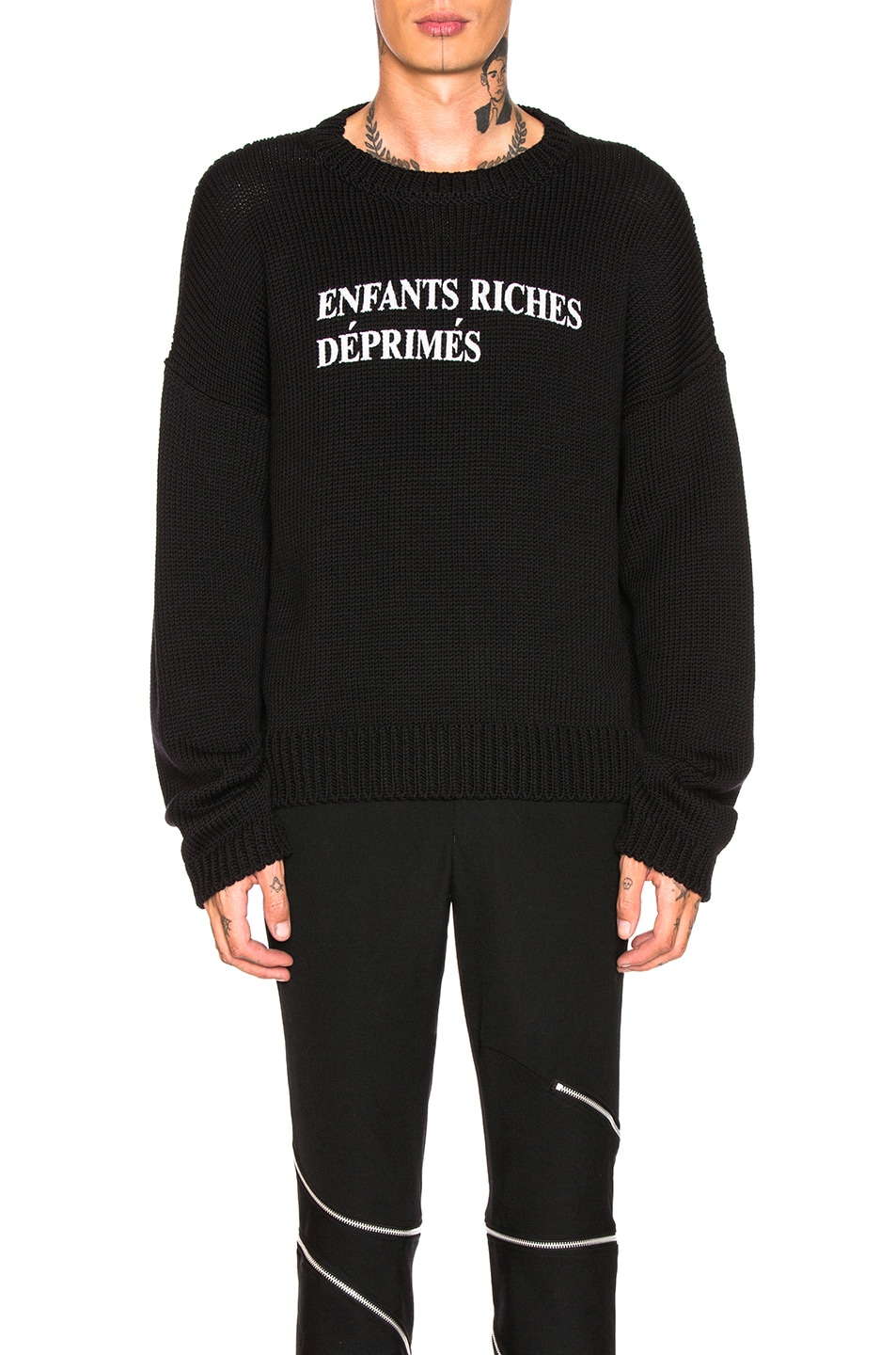 Image 1 of Enfants Riches Deprimes M Merino Wool Logo Crewneck Sweatshirt in Black