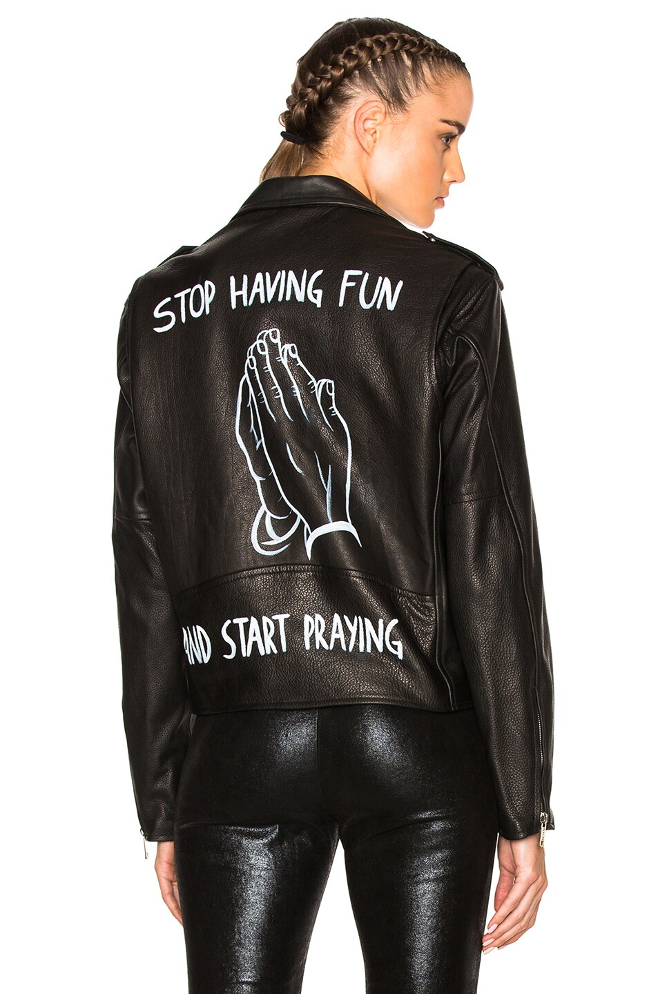 Image 1 of Enfants Riches Deprimes Stop Having Fun Leather Jacket in Black