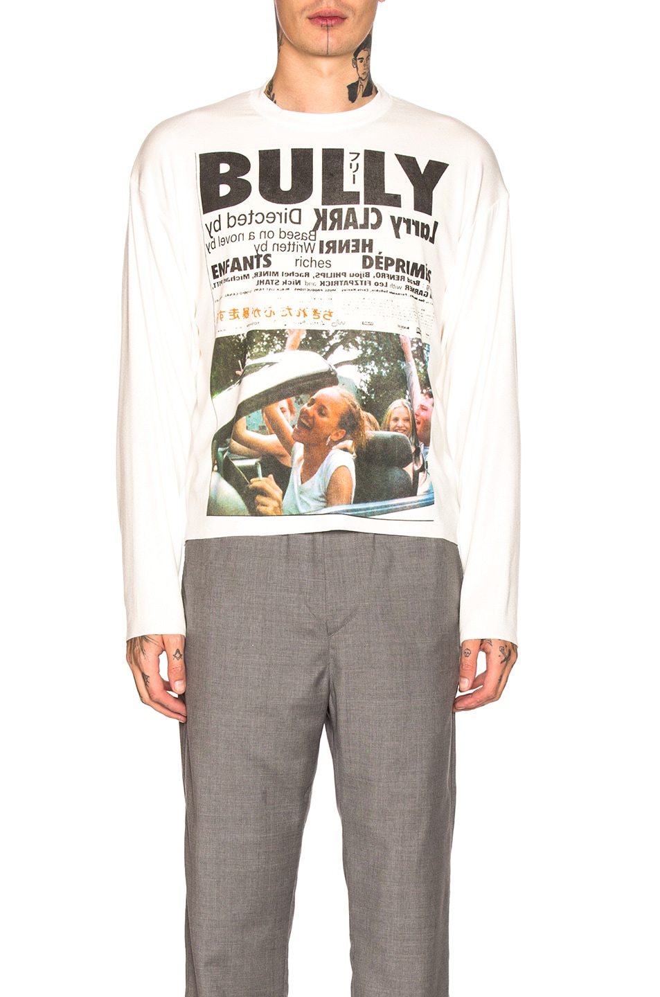 Image 1 of Enfants Riches Deprimes Long Sleeve Bully Print Tee in Cream