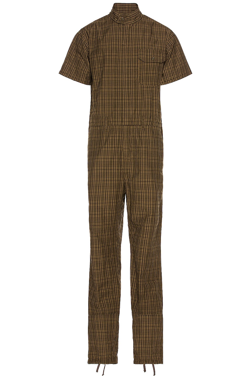 Image 1 of Engineered Garments Madras Check Racing Suit in Olive & Brown