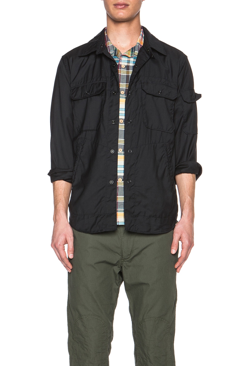 Image 1 of Engineered Garments Tropical Wool CPO Shirt Jacket in Navy