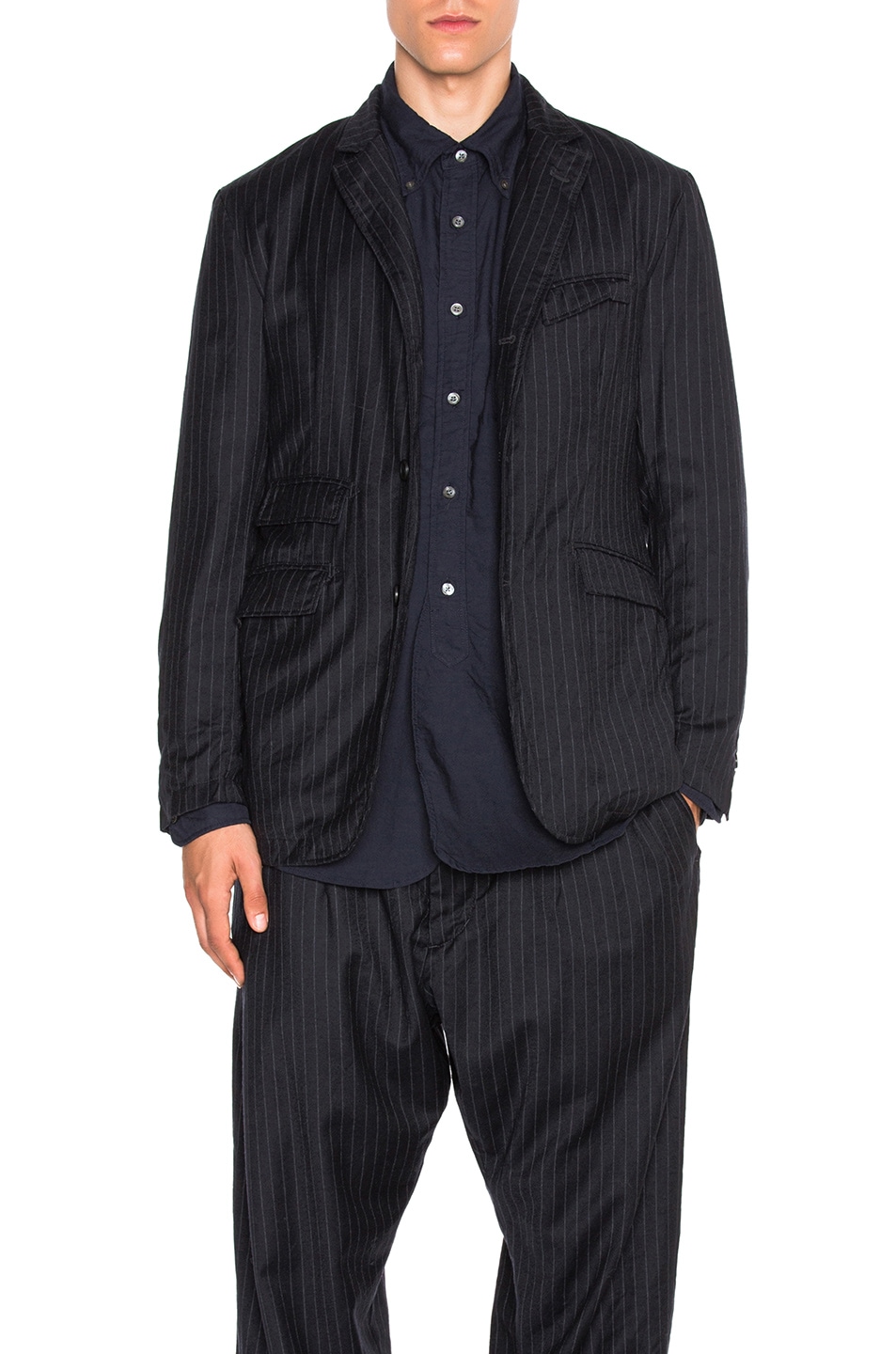 Image 1 of Engineered Garments Worsted Wool Andover Jacket in Navy Stripe
