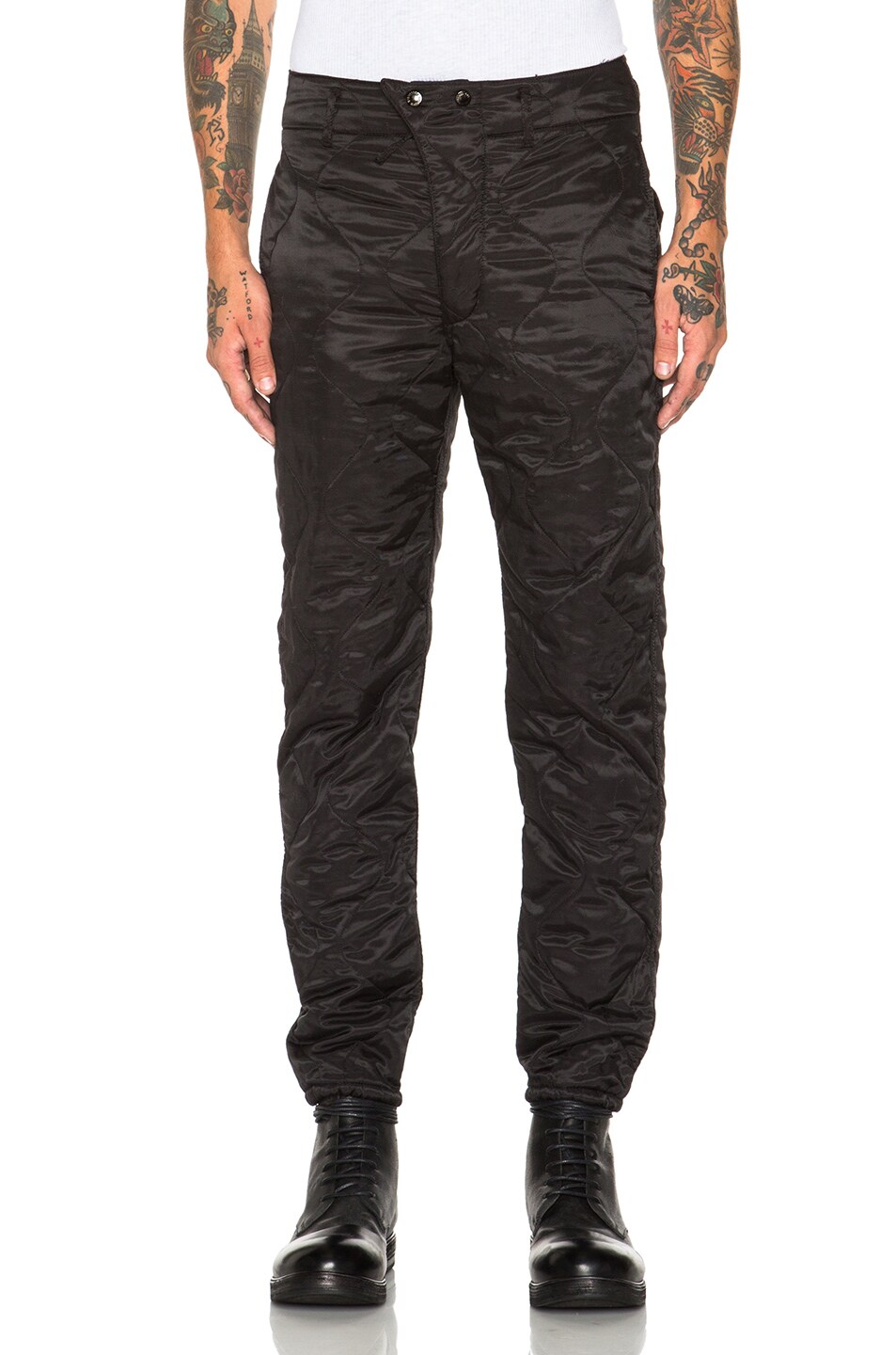 Image 1 of Engineered Garments E-1 Over Hourglass Quilted Twill Lining Pants in Black