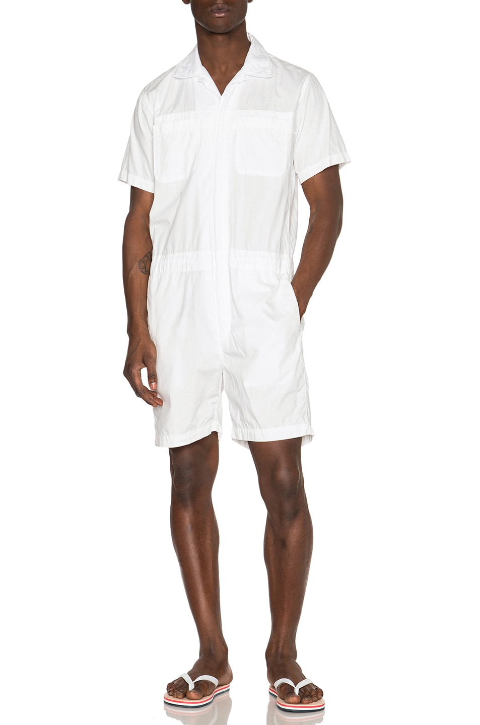 Image 1 of Engineered Garments Combi Suit in White Poplin