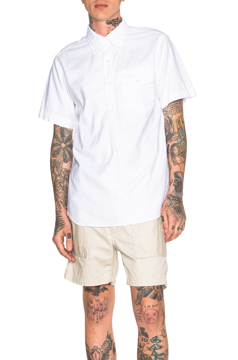 Image 1 of Engineered Garments Popover Button Down in White Heavy Oxford