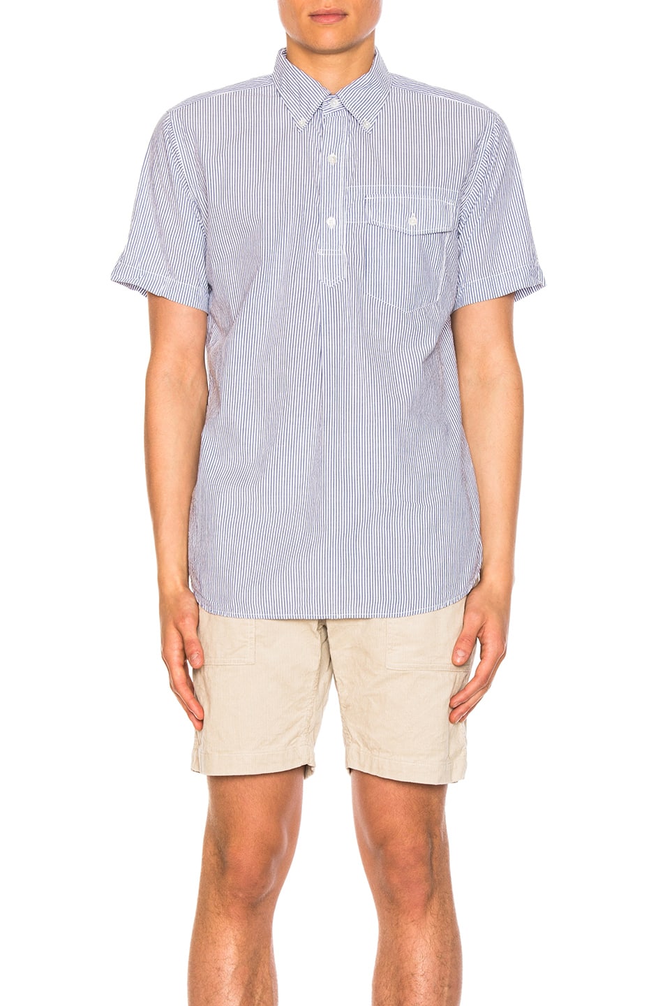 Image 1 of Engineered Garments Popover Shirt in Blue & White
