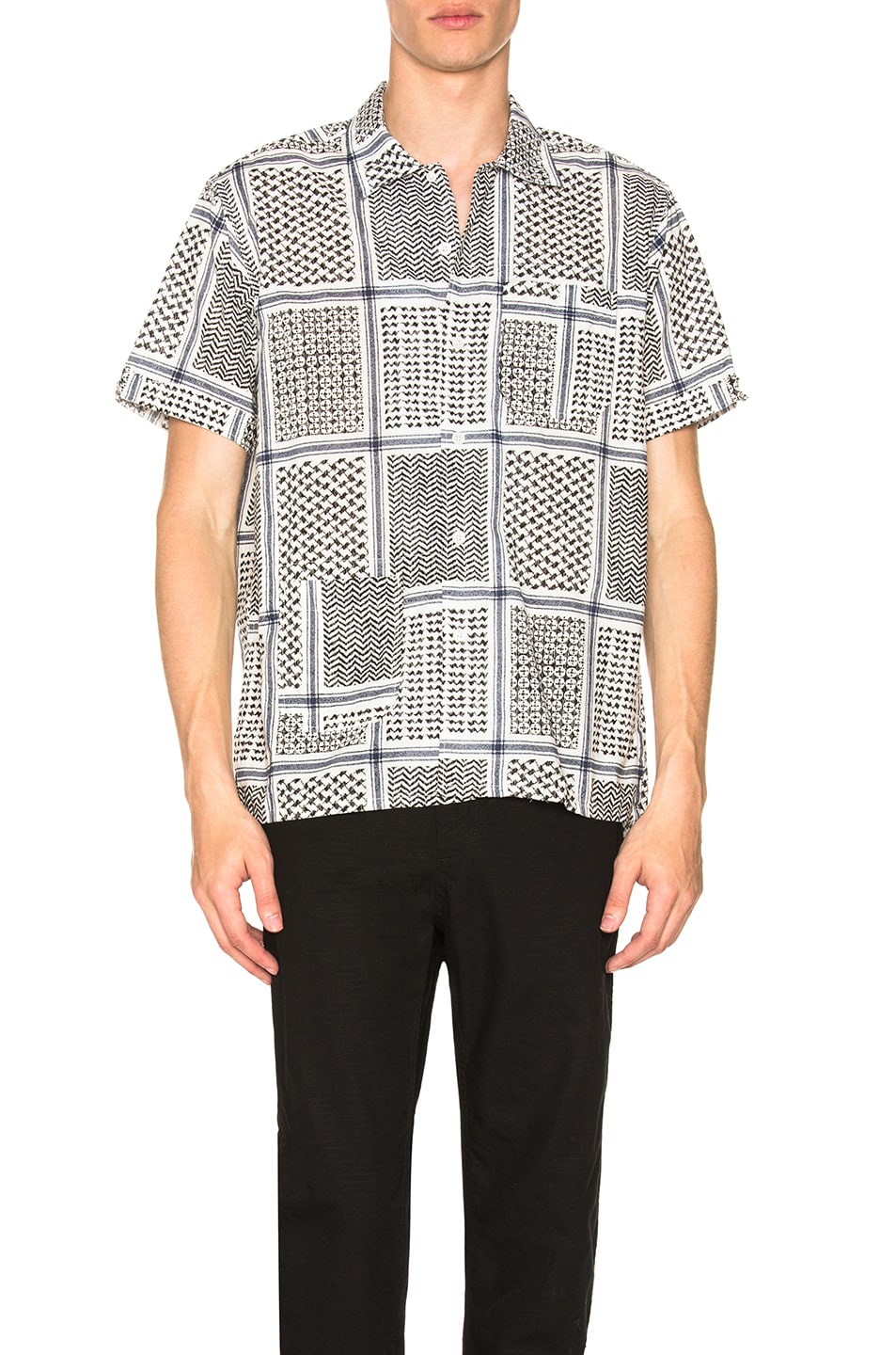 Image 1 of Engineered Garments Camp Shirt in White & Black