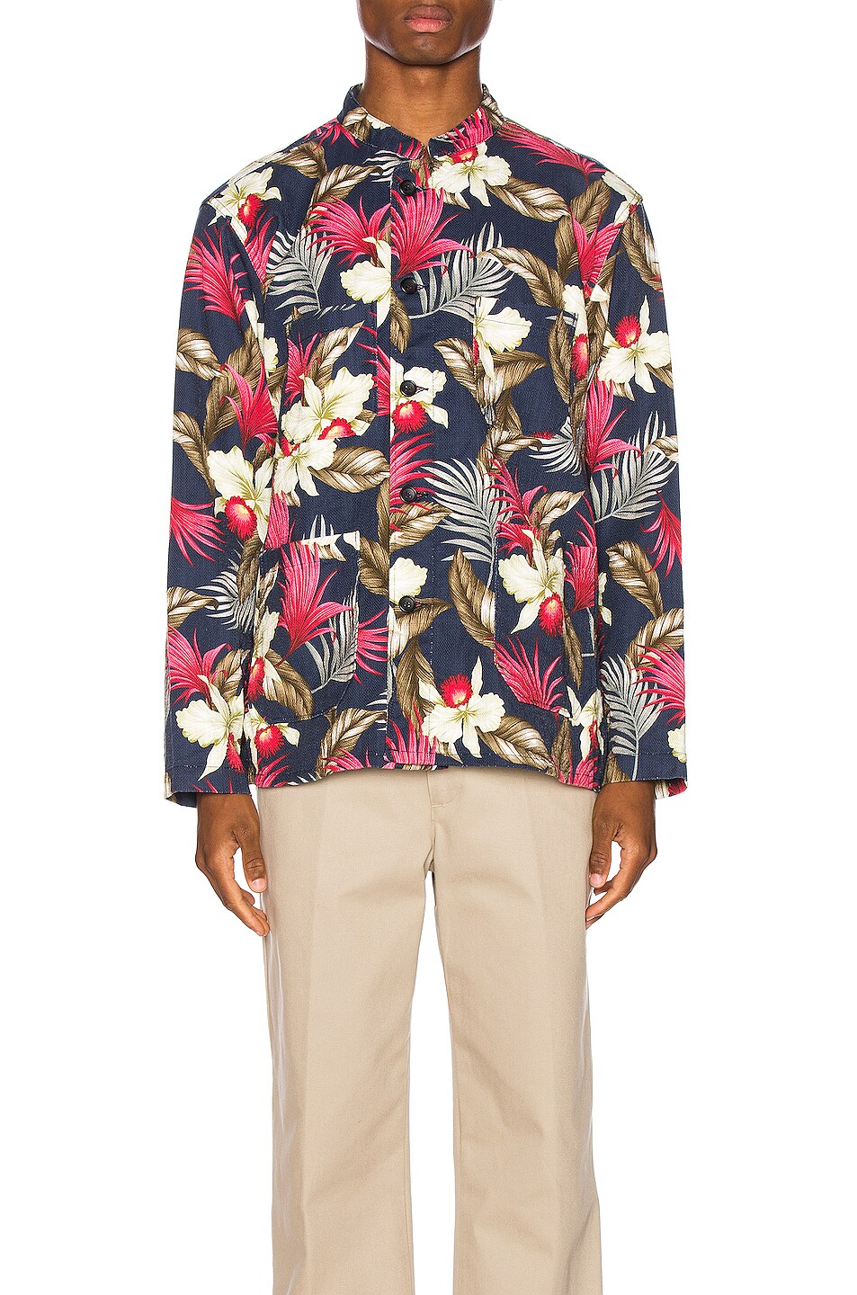 Image 1 of Engineered Garments Dayton Shirt Hawaiian Floral Java Cloth in Navy