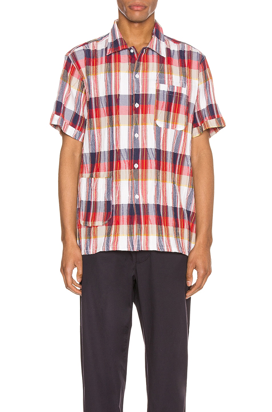 Image 1 of Engineered Garments Camp Shirt in Red & White Cotton Crepe Check