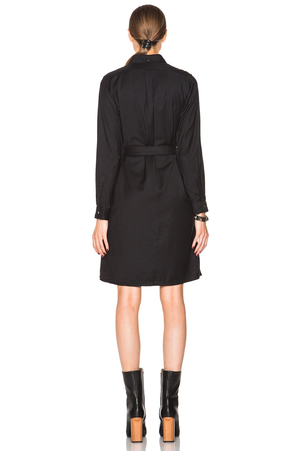 Engineered Garments BD Worsted Wool Flannel Shirt Dress in Black | FWRD