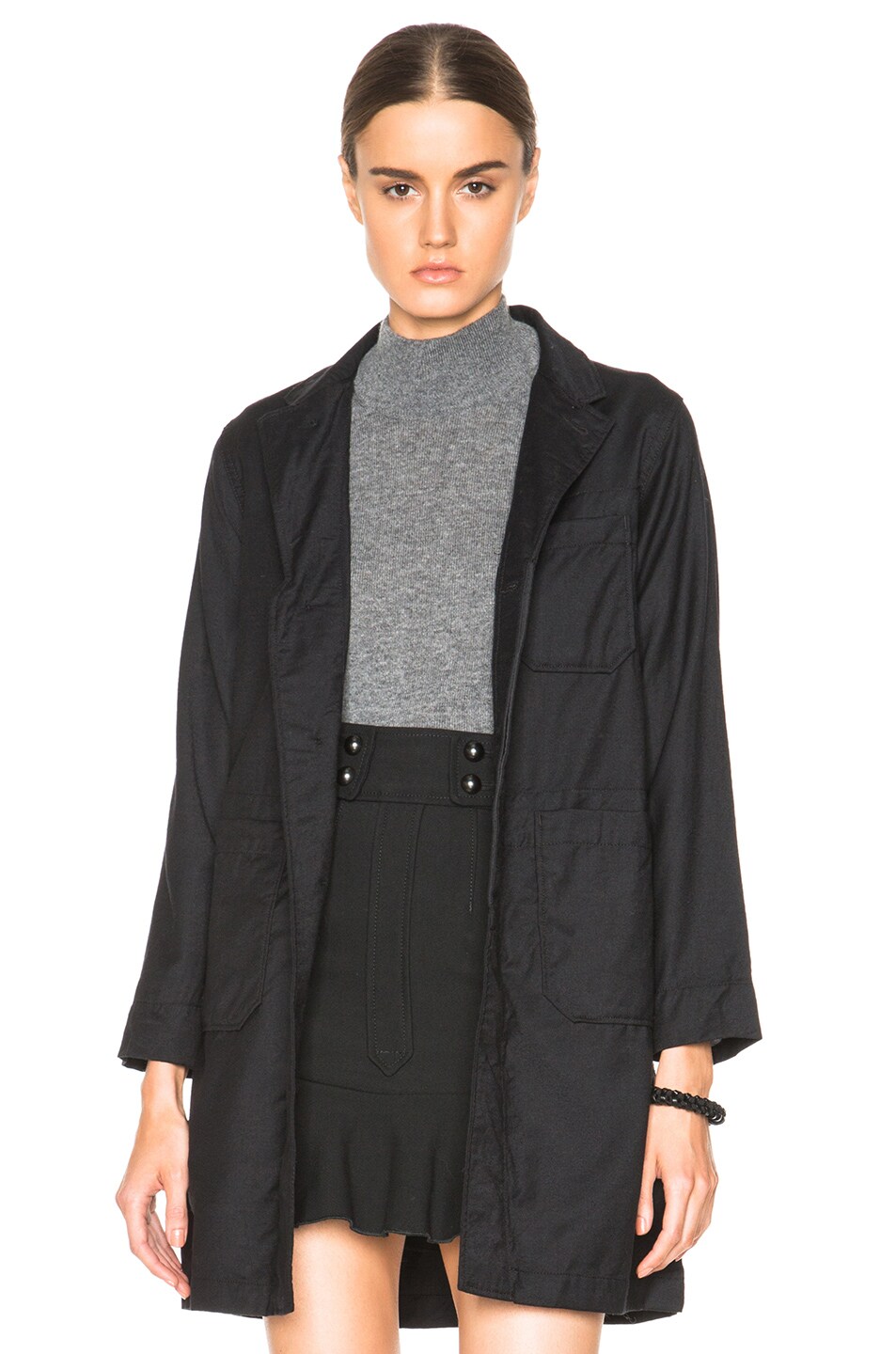 Image 1 of Engineered Garments Shop Worsted Wool Flannel Coat in Black