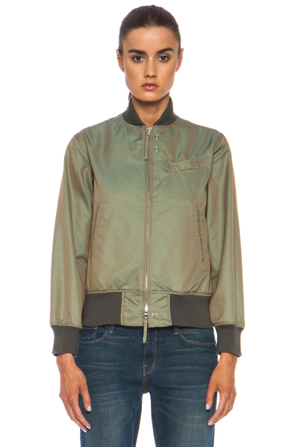 Engineered Garments Aviator Cotton-Blend Jacket in Olive | FWRD