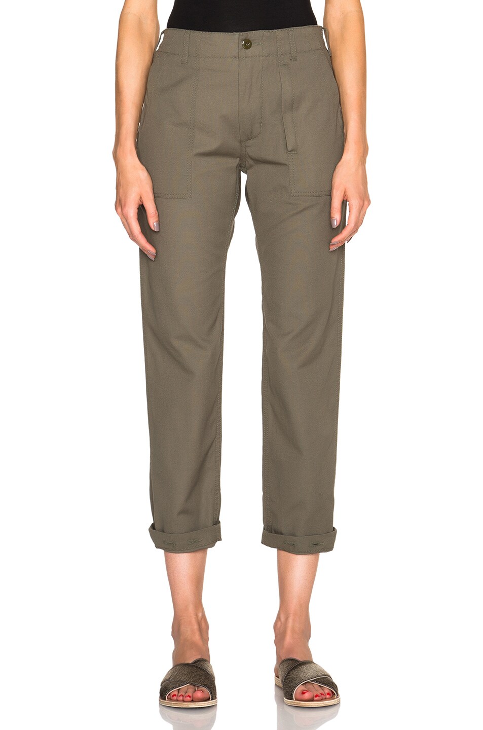Image 1 of Engineered Garments Fatigue Outback Canvas Pants in Olive