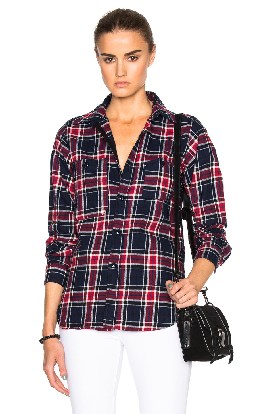 Image 1 of Engineered Garments Big Plaid Flannel Work Shirt in Navy & Red