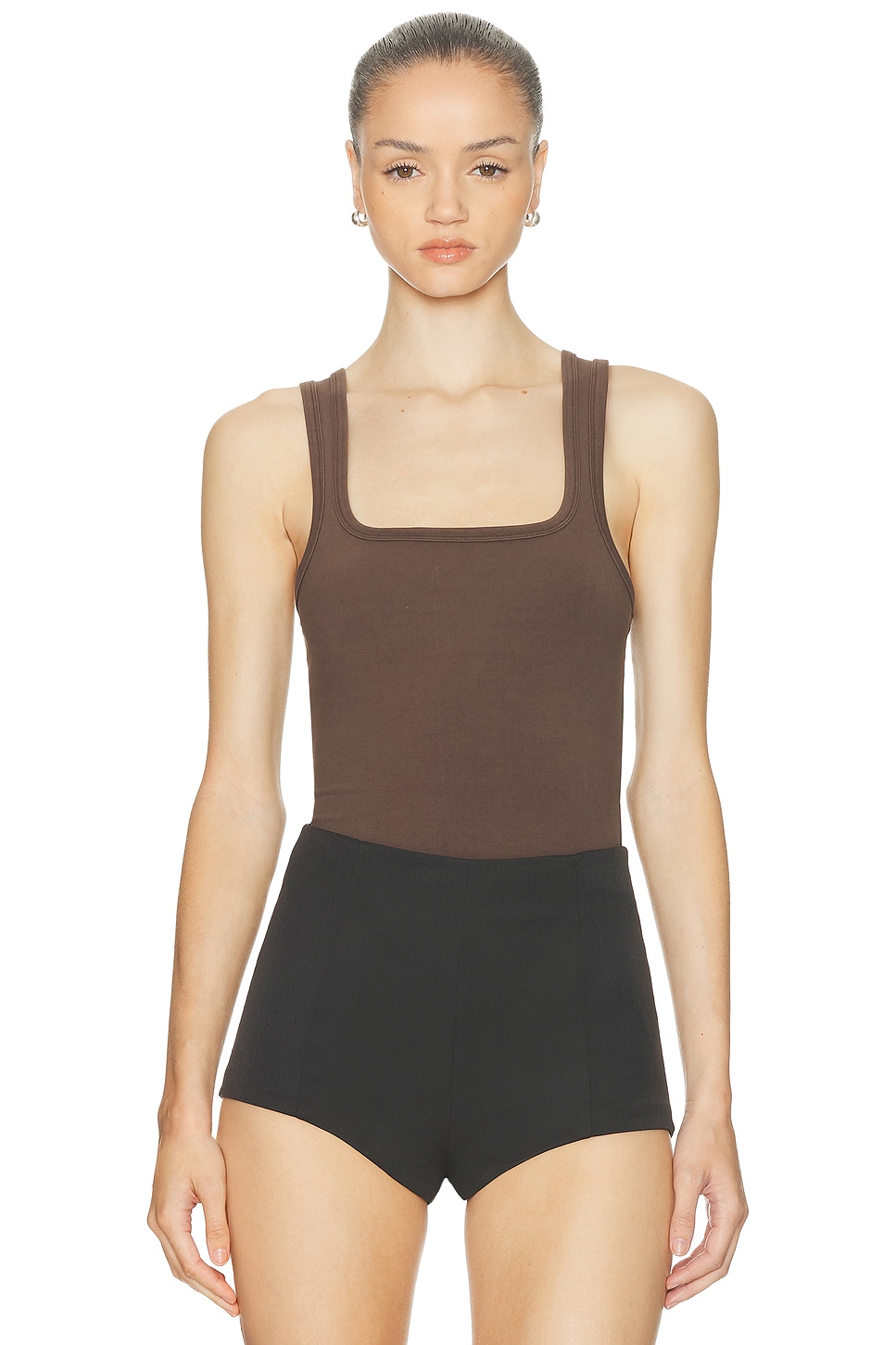 Entire Studios Square Neck Tank Top In Brown