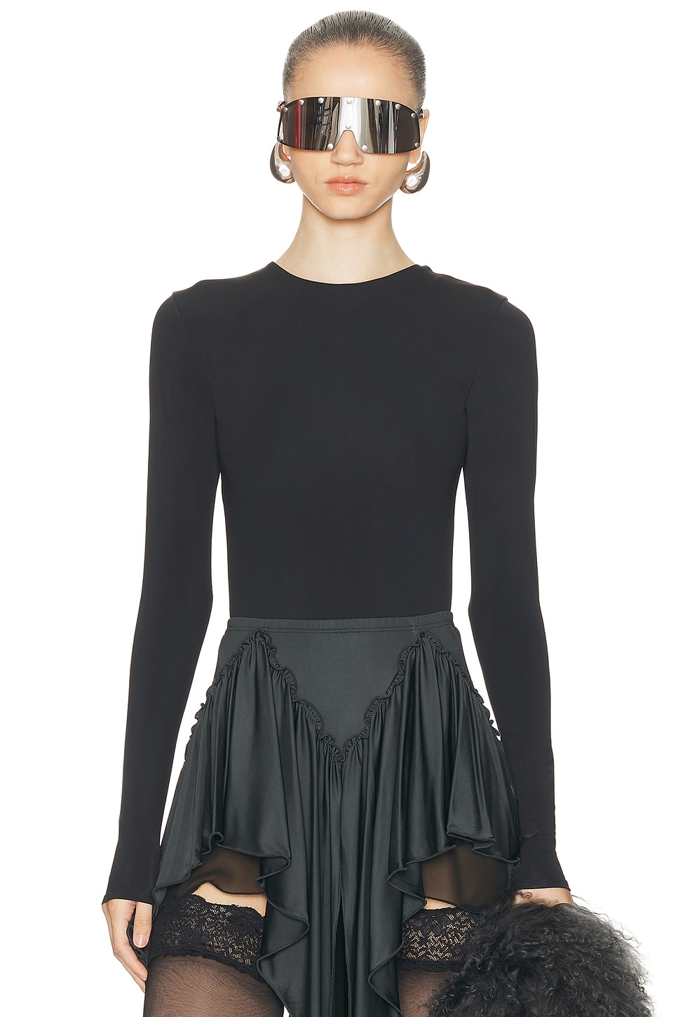 Image 1 of Entire Studios Long Sleeve Bodysuit in Soot