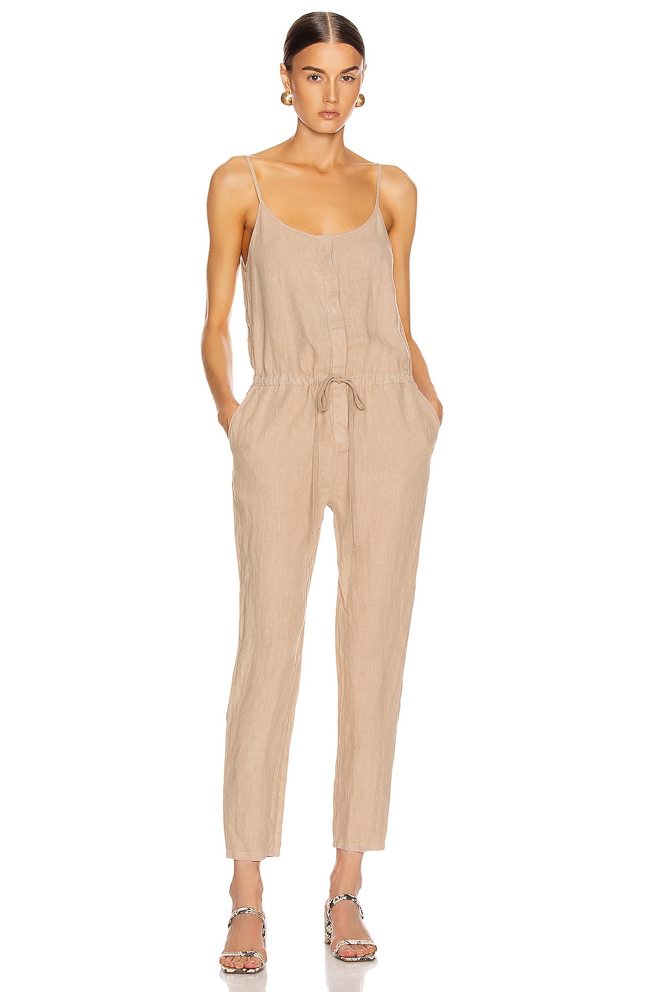 Image 1 of Enza Costa Strappy Jumpsuit in Khaki
