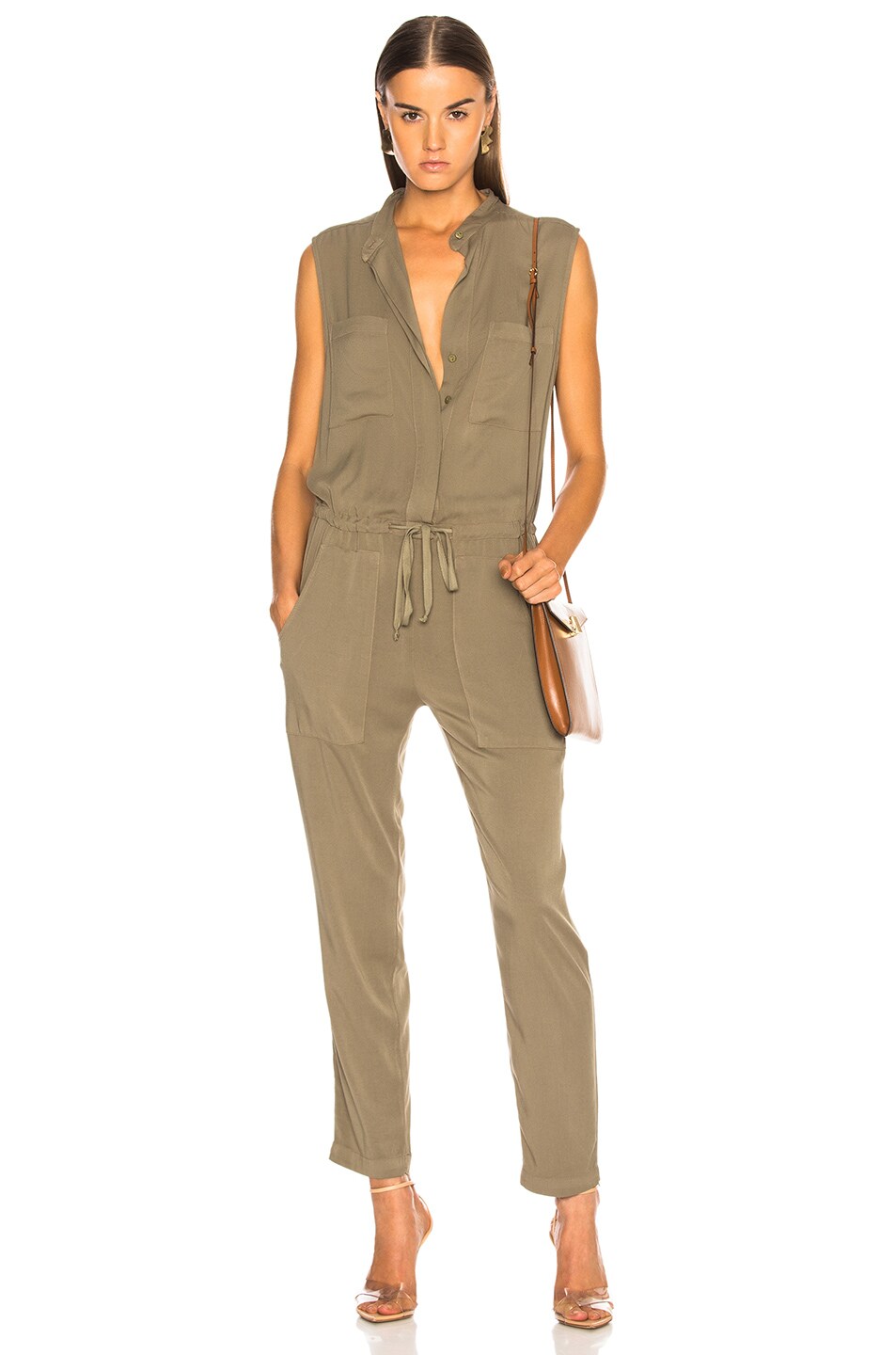 Image 1 of Enza Costa Sleeveless Jumpsuit in Military