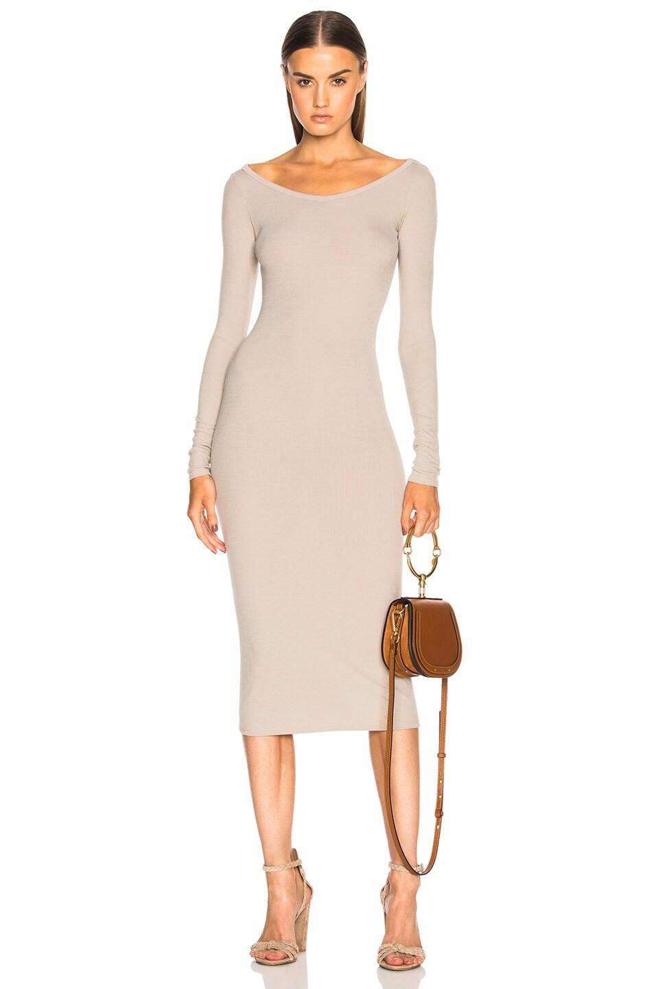 Image 1 of Enza Costa Rib Wide V Neck Dress in Atmosphere
