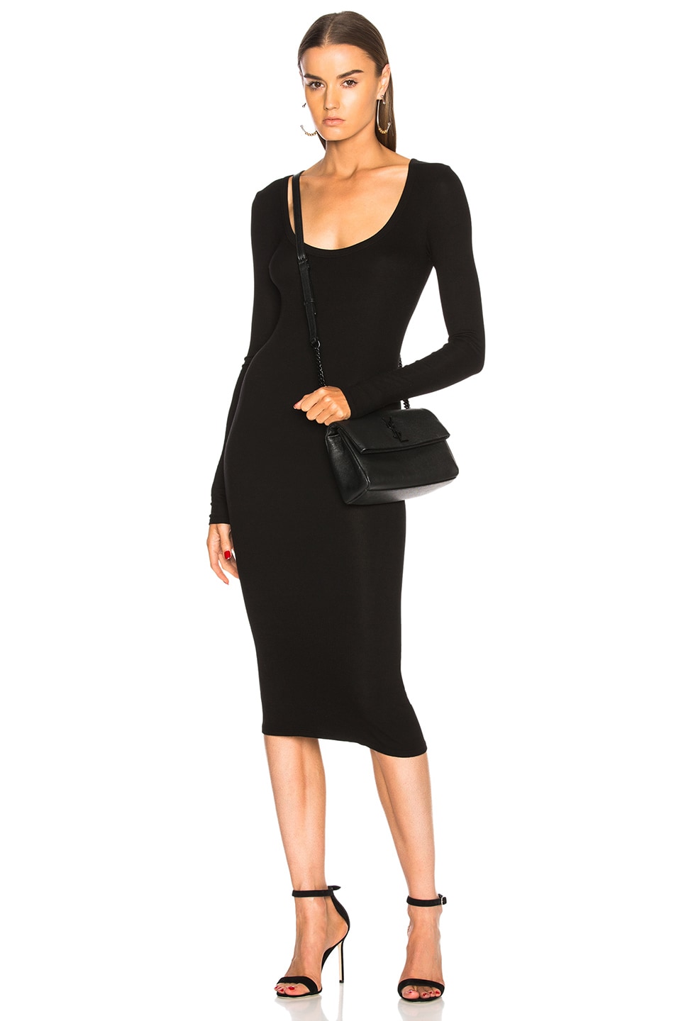 Image 1 of Enza Costa Scoop Neck Midi Dress in Black