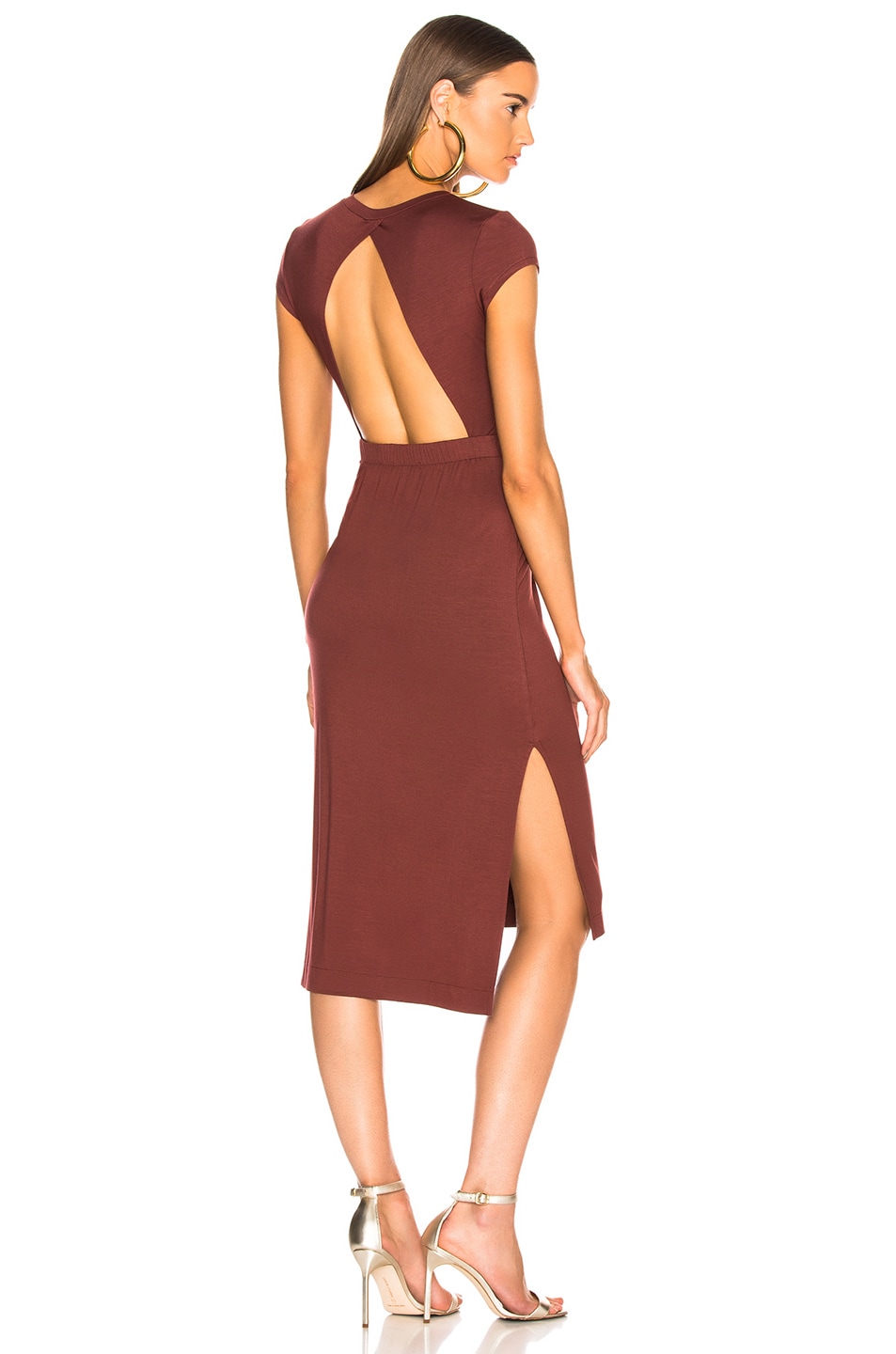 Image 1 of Enza Costa Jersey Open Back Midi Dress in Sangria
