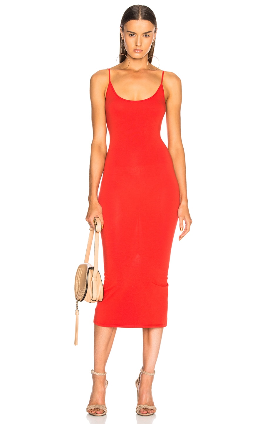 Enza Costa Jersey Back Slit Dress in Blood Orange | FWRD