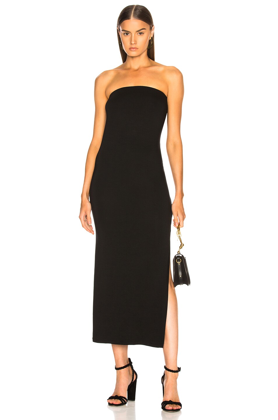 Image 1 of Enza Costa Matte Jersey Side Slit Dress in Black