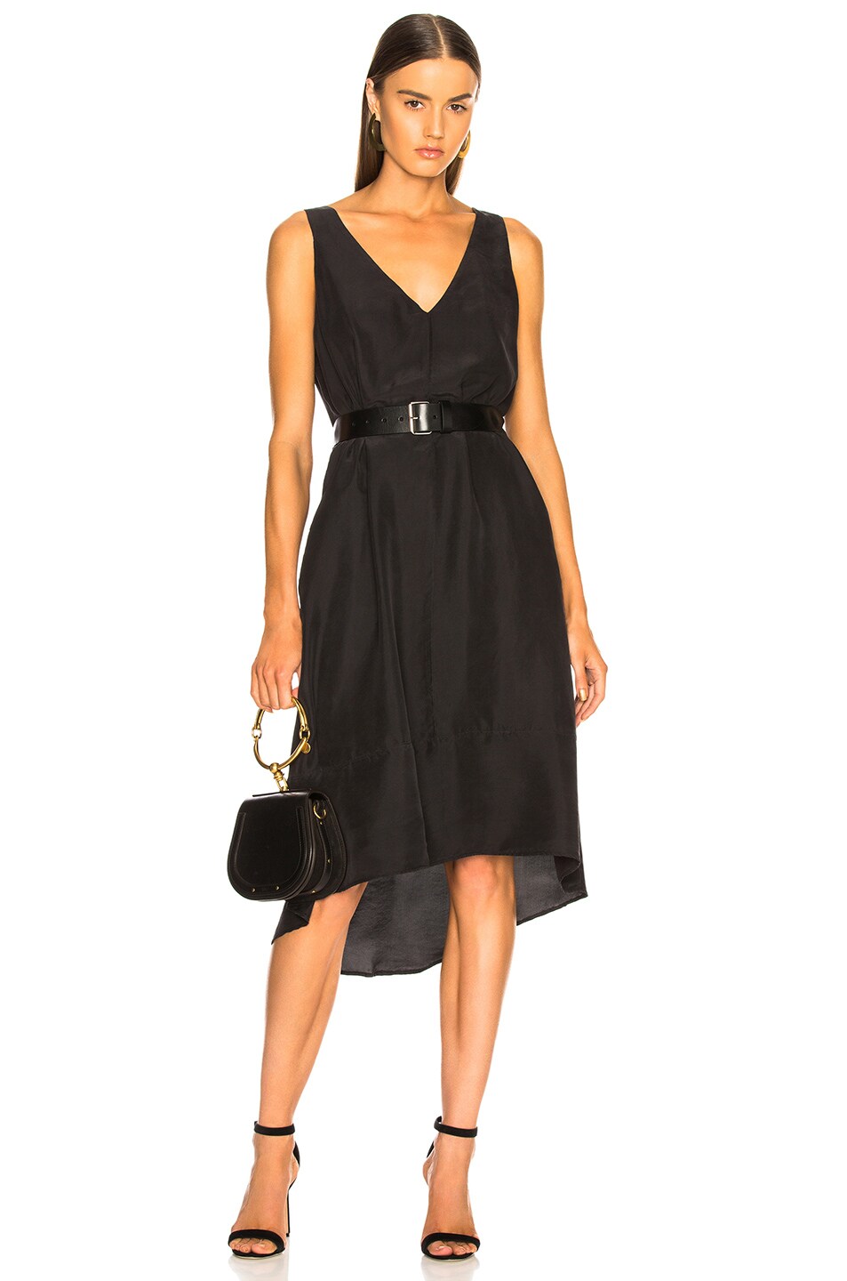 Image 1 of Enza Costa Double V Midi Dress in Black