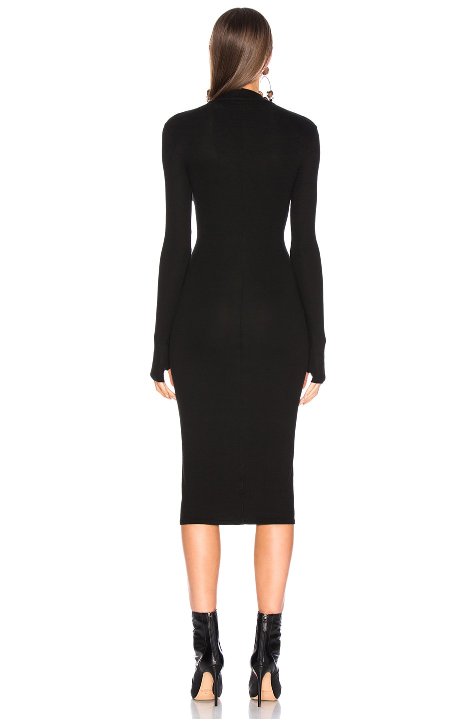 Enza Costa Rib Mock Neck Midi Dress In Black Fwrd 